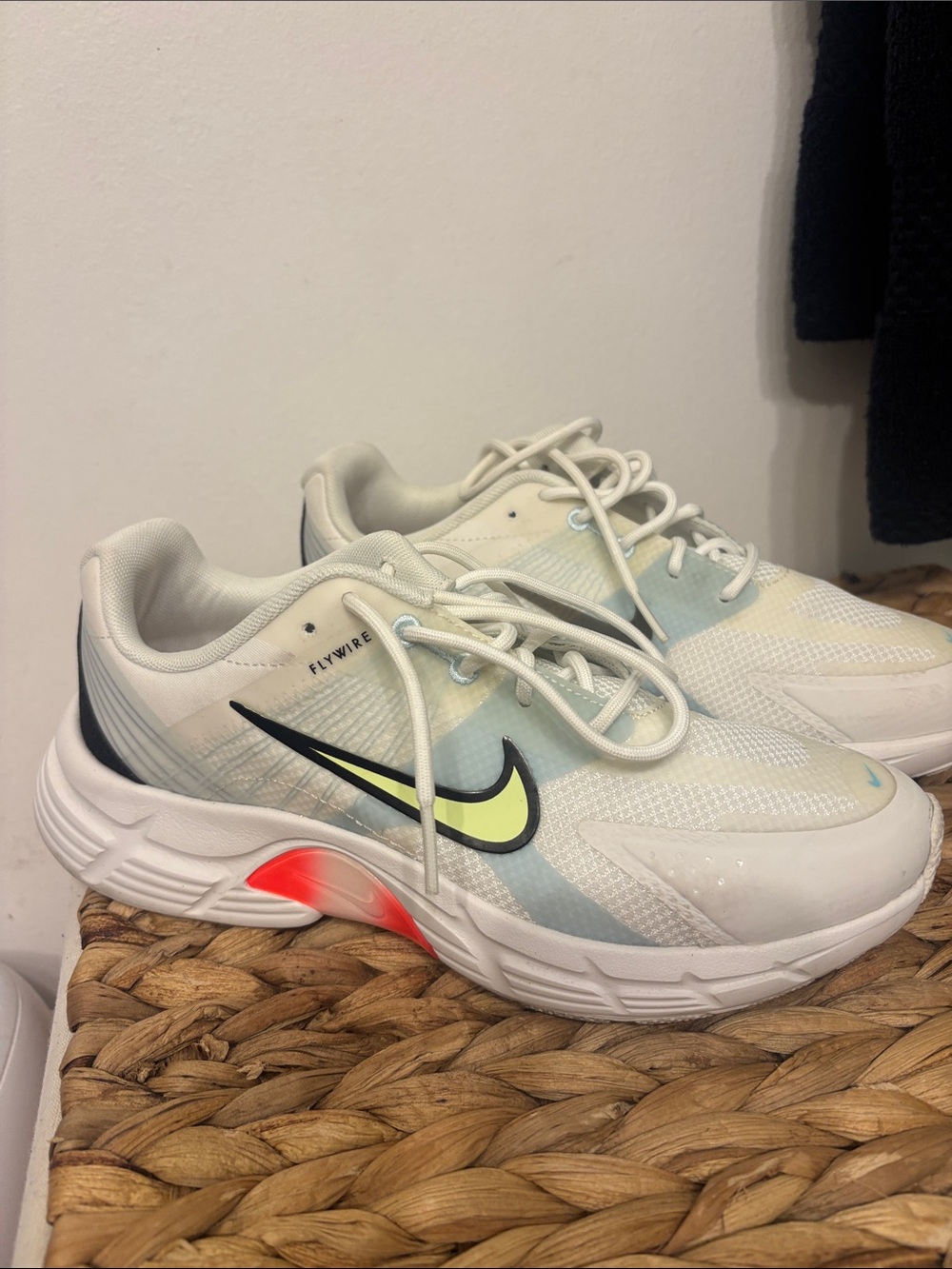 Nike Running Sneakers with Neon Swoosh - White/Light Blue